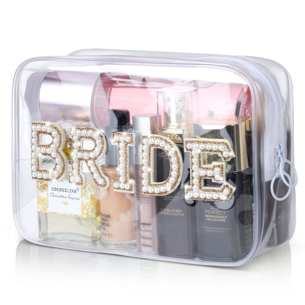 Bride Clear Makeup Bag, Bridal Shower Gifts Engagement Cosmetic Bag, Bling🦋